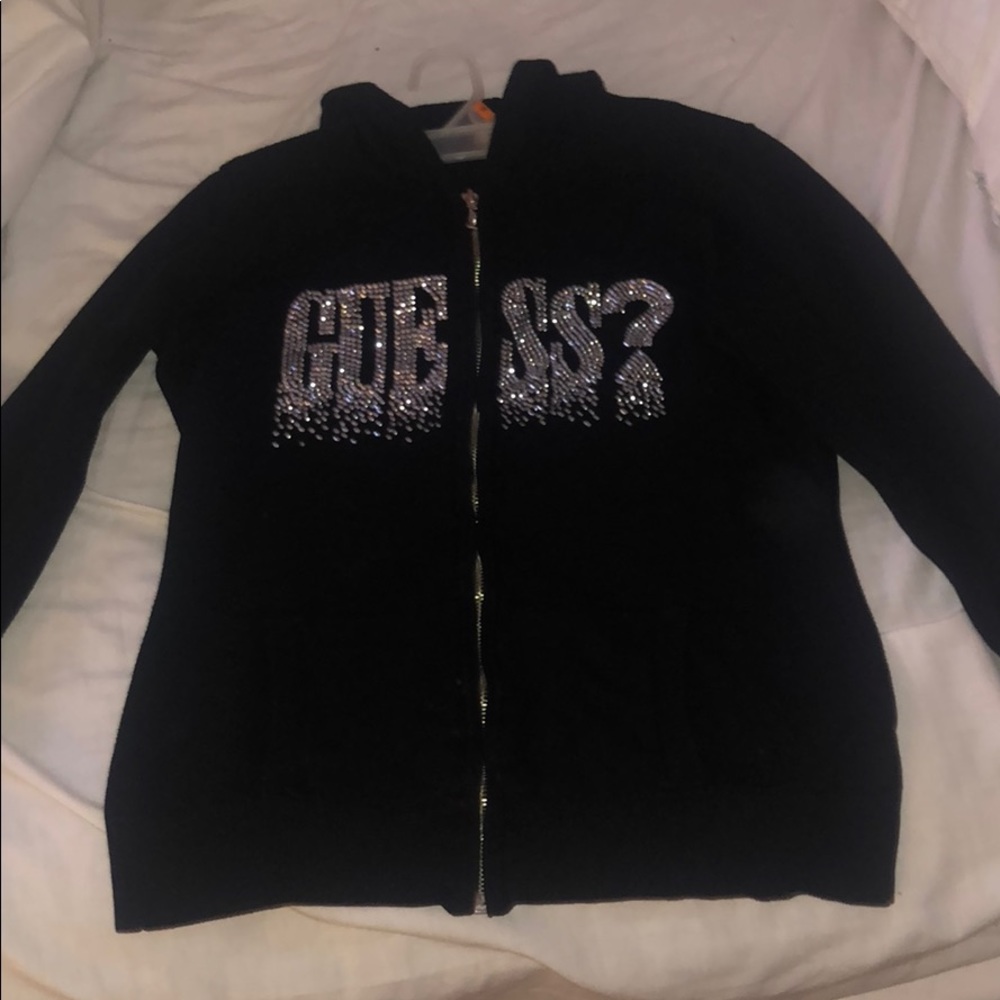 Black GUESS zip up sweat shirt